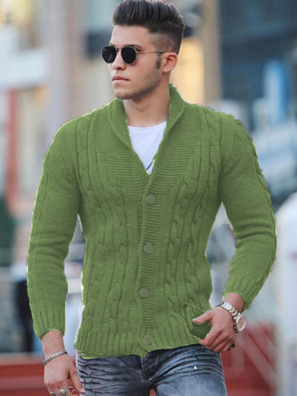 Isidore Laurent — New Sweater Men's Knitted Cardigan Solid Color Slim Men's Jacket, alternate view 6