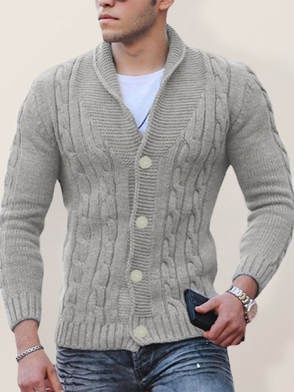 Isidore Laurent — New Sweater Men's Knitted Cardigan Solid Color Slim Men's Jacket, alternate view 4