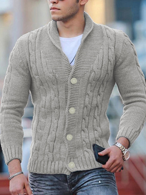 Isidore Laurent — New Sweater Men's Knitted Cardigan Solid Color Slim Men's Jacket, alternate view 3