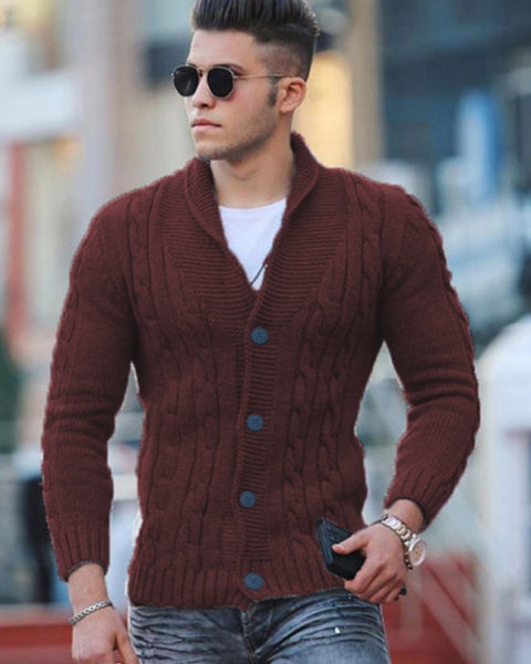 Isidore Laurent — New Sweater Men's Knitted Cardigan Solid Color Slim Men's Jacket, alternate view 7