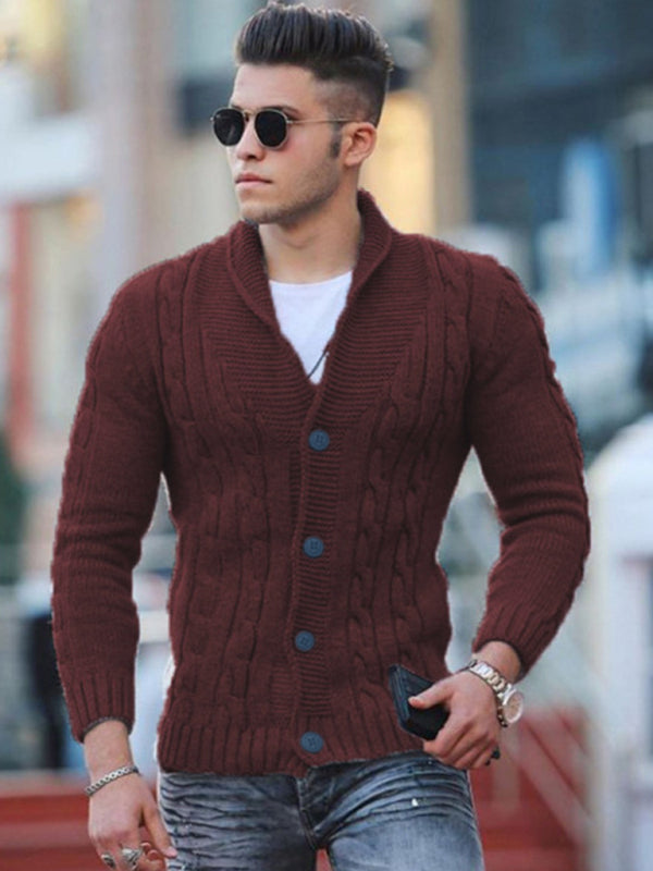 Isidore Laurent — New Sweater Men's Knitted Cardigan Solid Color Slim Men's Jacket, alternate view 7