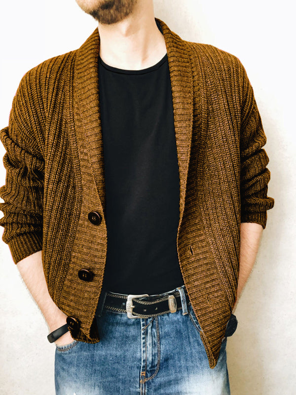 Thierry Laurent — Men's Casual Ribbed Open Front Cardigan, alternate view 2