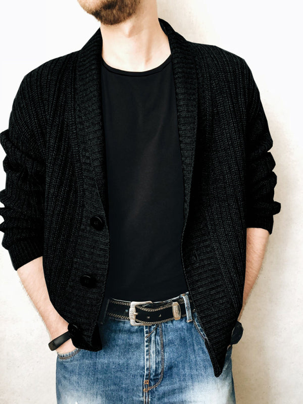 Thierry Laurent — Men's Casual Ribbed Open Front Cardigan, alternate view 3