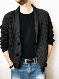 Thierry Laurent — Men's Casual Ribbed Open Front Cardigan