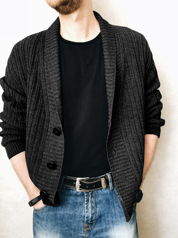 Thierry Laurent — Men's Casual Ribbed Open Front Cardigan