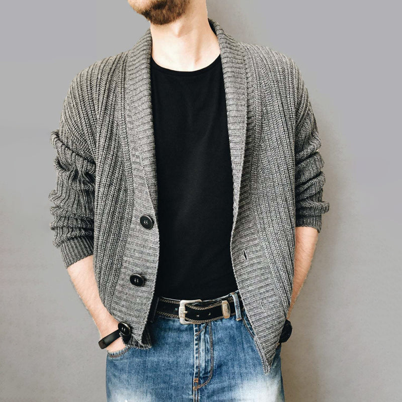 Thierry Laurent — Men's Casual Ribbed Open Front Cardigan, alternate view 7