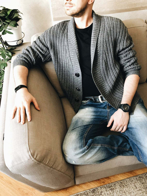 Thierry Laurent — Men's Casual Ribbed Open Front Cardigan, alternate view 6