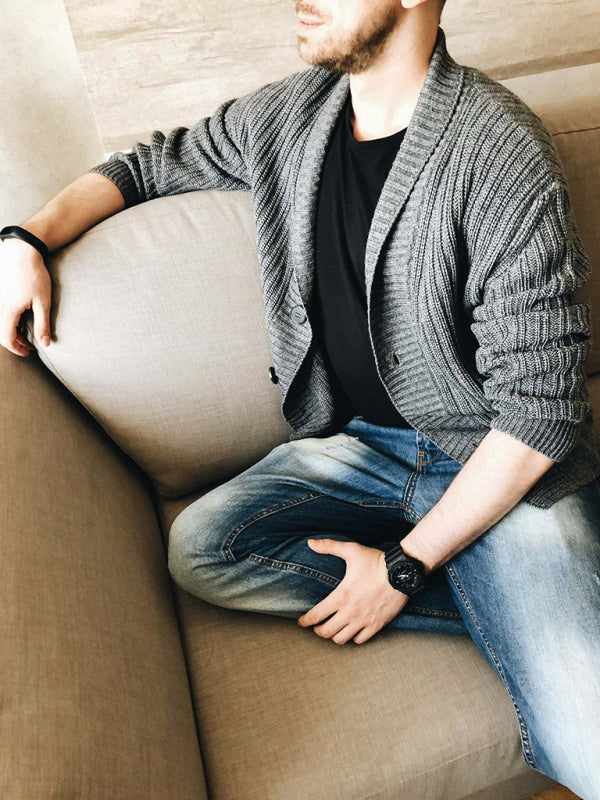 Thierry Laurent — Men's Casual Ribbed Open Front Cardigan, alternate view 8