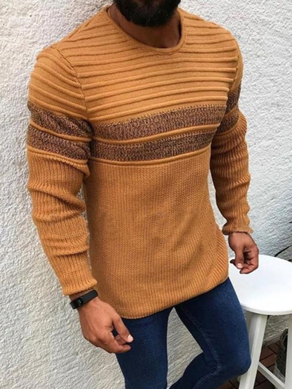 Florian Beaumont — Men's Colorblock Stripe Casual Crew Neck Pullover Men's Sweater or Cardigan, alternate view 2