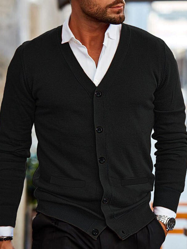 Dominic Laurent — Men's V-neck long-sleeved slim cardigan jacket, alternate view 12