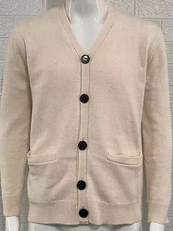 Dominic Laurent — Men's V-neck long-sleeved slim cardigan jacket, alternate view 4