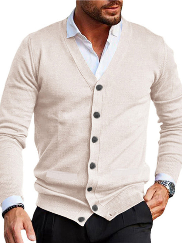 Dominic Laurent — Men's V-neck long-sleeved slim cardigan jacket, alternate view 5