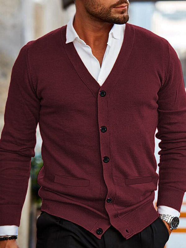 Dominic Laurent — Men's V-neck long-sleeved slim cardigan jacket