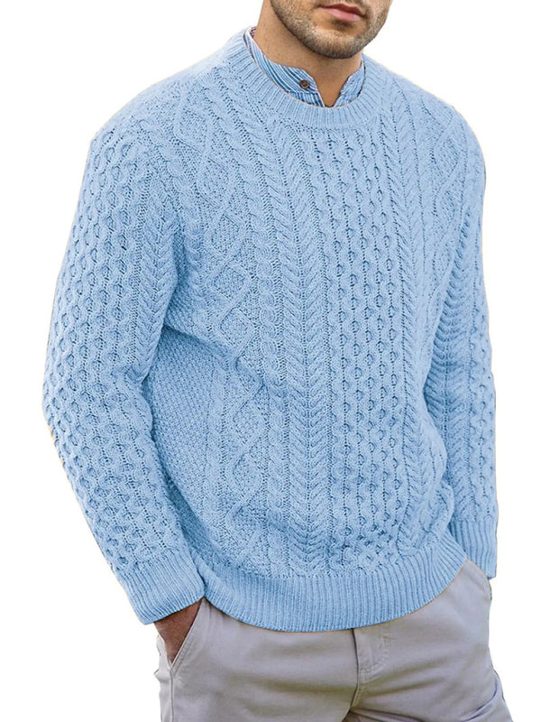 Stefan Beaumont — Men's round neck pullover knitted cable sweater, alternate view 7