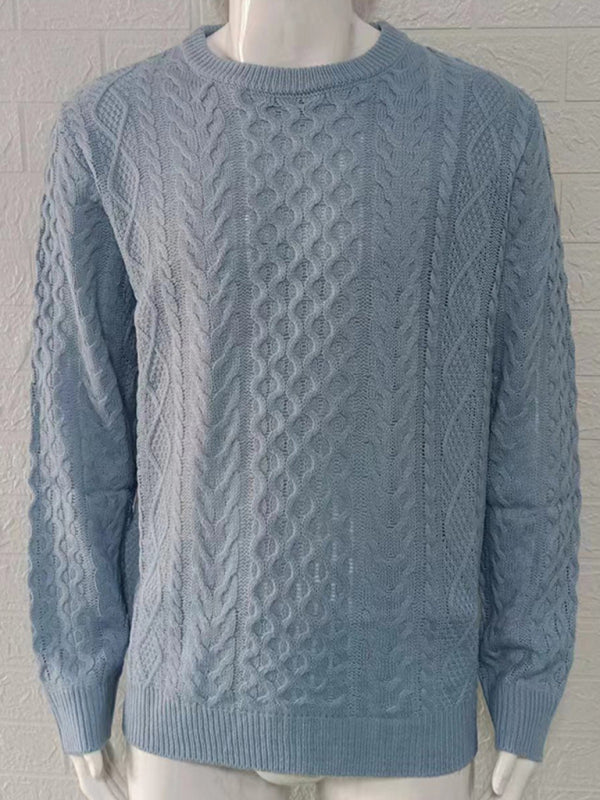 Stefan Beaumont — Men's round neck pullover knitted cable sweater, alternate view 9