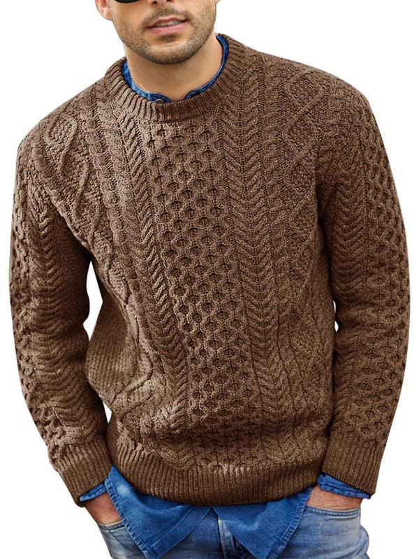 Stefan Beaumont — Men's round neck pullover knitted cable sweater