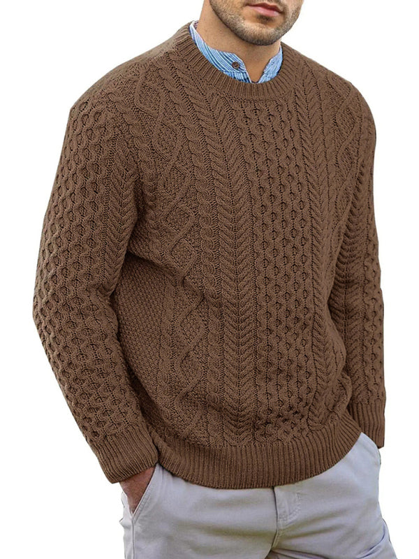 Stefan Beaumont — Men's round neck pullover knitted cable sweater, alternate view 2