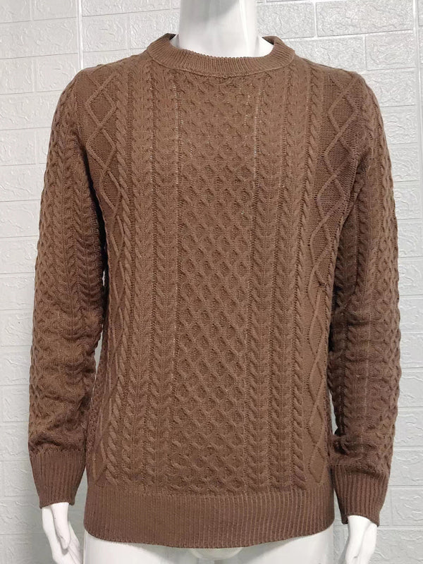 Stefan Beaumont — Men's round neck pullover knitted cable sweater, alternate view 3