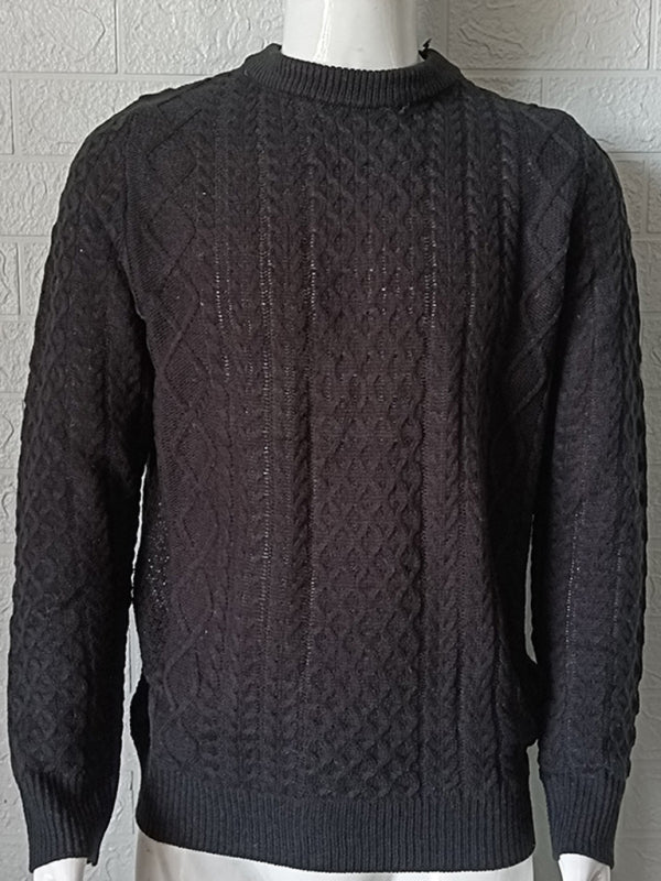 Stefan Beaumont — Men's round neck pullover knitted cable sweater, alternate view 11