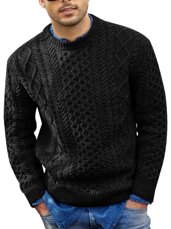 Stefan Beaumont — Men's round neck pullover knitted cable sweater, alternate view 10