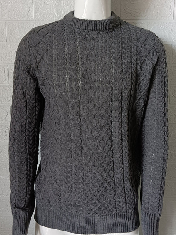 Stefan Beaumont — Men's round neck pullover knitted cable sweater, alternate view 18