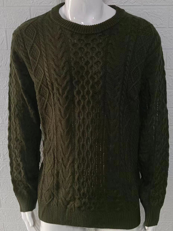 Stefan Beaumont — Men's round neck pullover knitted cable sweater, alternate view 14