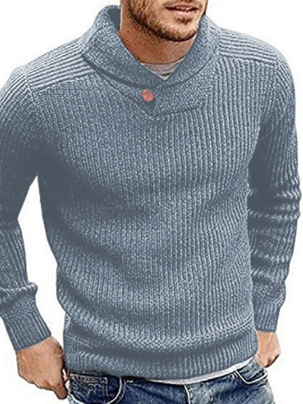 Nathaniel Beaumont — Men's Sweater Lapel Button Pullover Sweater, alternate view 5