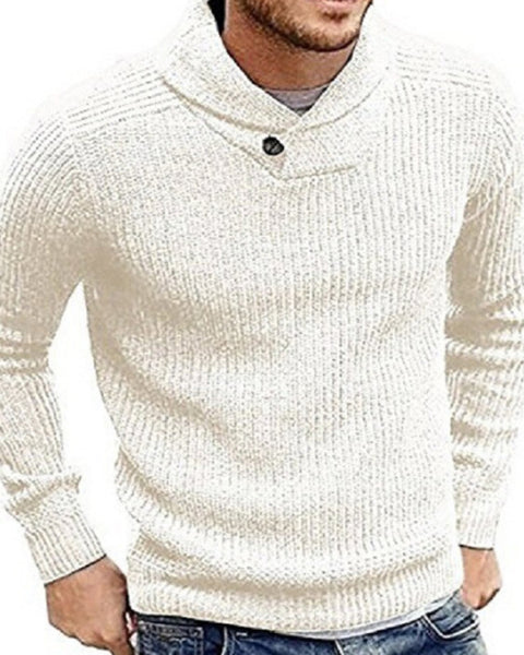 Men's Sweater Lapel Button Pullover Sweater