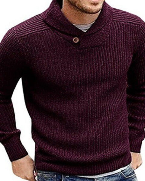Men's Sweater Lapel Button Pullover Sweater