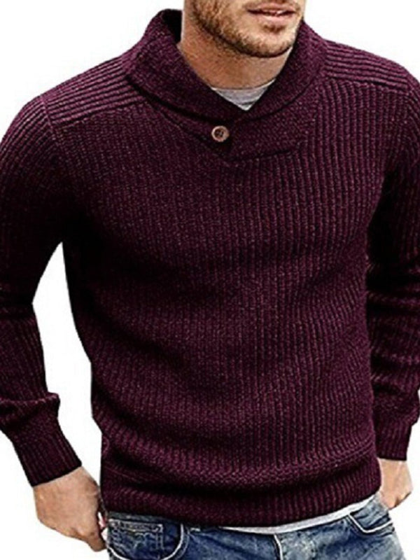 Nathaniel Beaumont — Men's Sweater Lapel Button Pullover Sweater