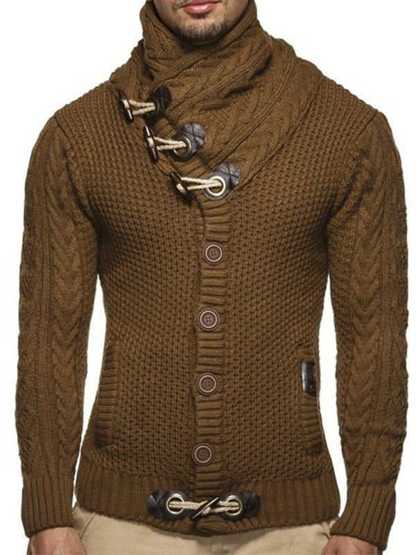 Ignatius Beaumont — men's knitted jacket turtleneck button sweater