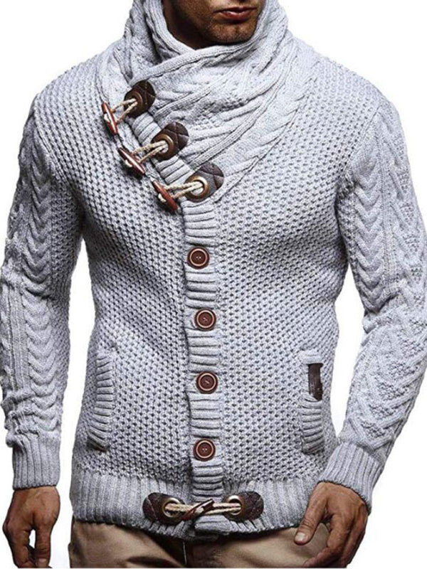 Ignatius Beaumont — men's knitted jacket turtleneck button sweater, alternate view 3