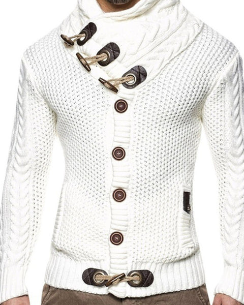 men's knitted jacket turtleneck button sweater