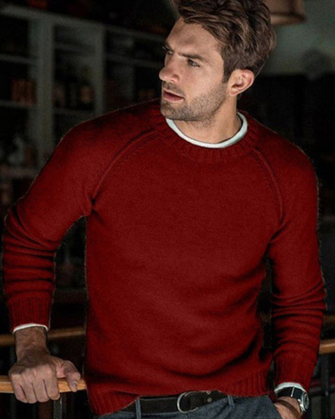 Men's round neck slim fit tops and sweaters
