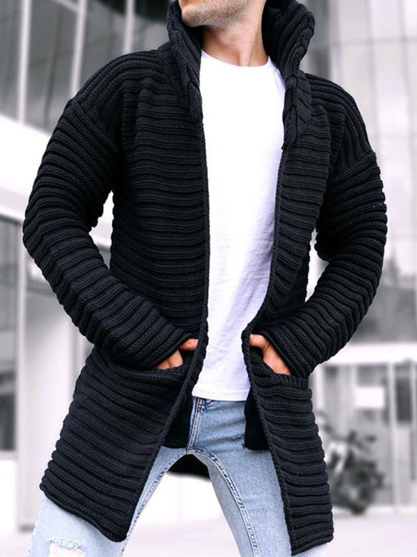Marcel Beaumont — Men's turtleneck long sleeve knitted sweater cardigan, alternate view 2