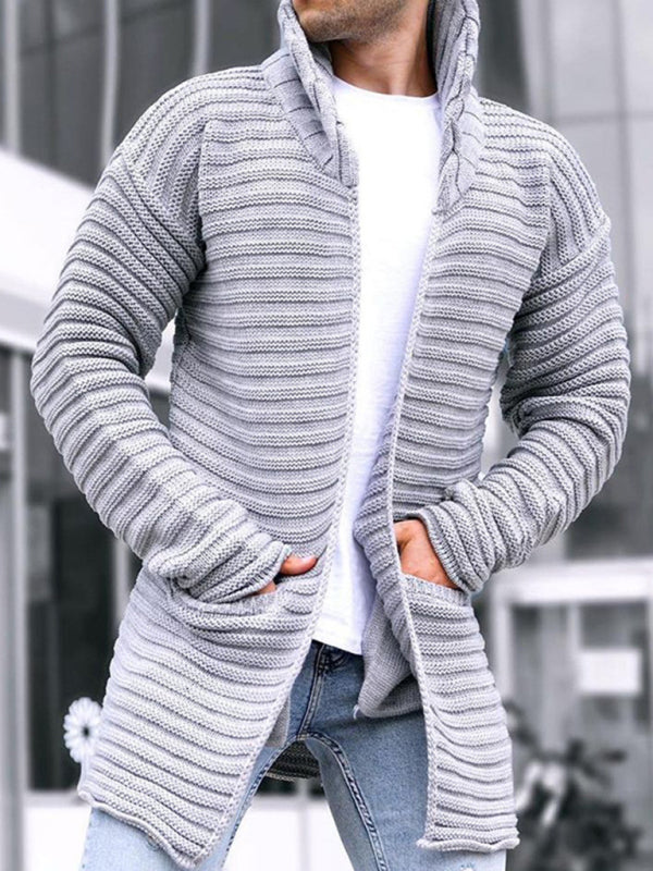 Marcel Beaumont — Men's turtleneck long sleeve knitted sweater cardigan, alternate view 3