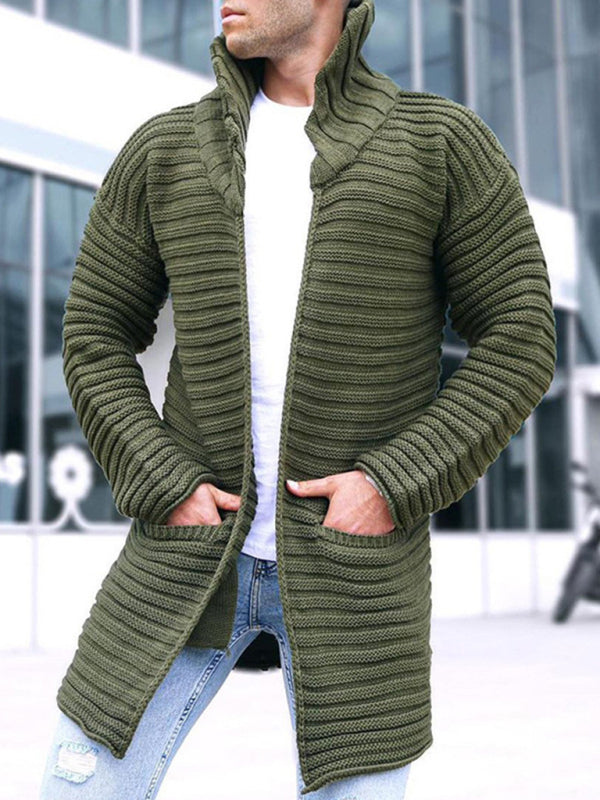 Marcel Beaumont — Men's turtleneck long sleeve knitted sweater cardigan, alternate view 4