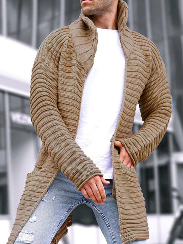 Marcel Beaumont — Men's turtleneck long sleeve knitted sweater cardigan