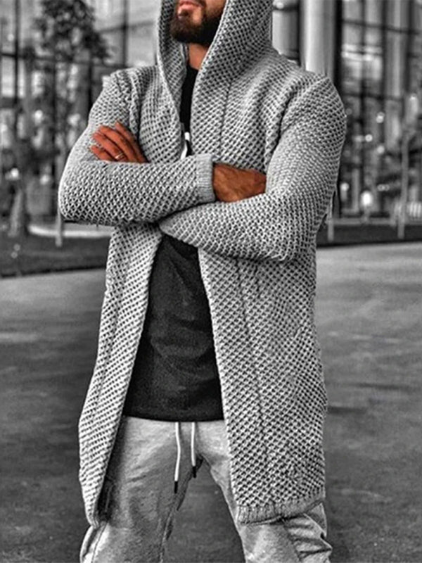 Noel Laurent — Men's hooded long sleeve knitted sweater cardigan, alternate view 6