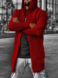 Noel Laurent — Men's hooded long sleeve knitted sweater cardigan