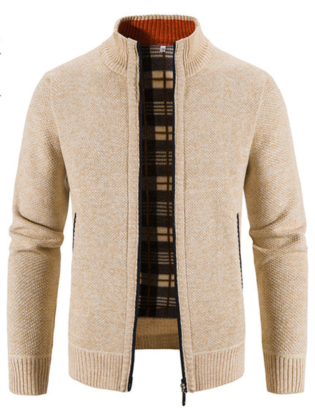 Men's casual stand collar knitted jacket