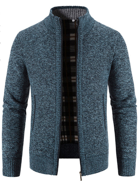 Men's casual stand collar knitted jacket