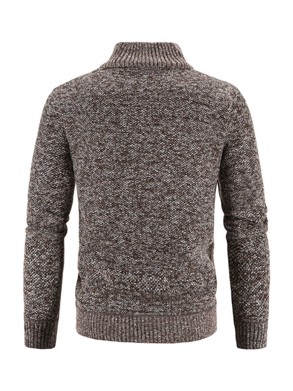 Pascal Laurent — Men's casual stand collar knitted jacket, alternate view 16