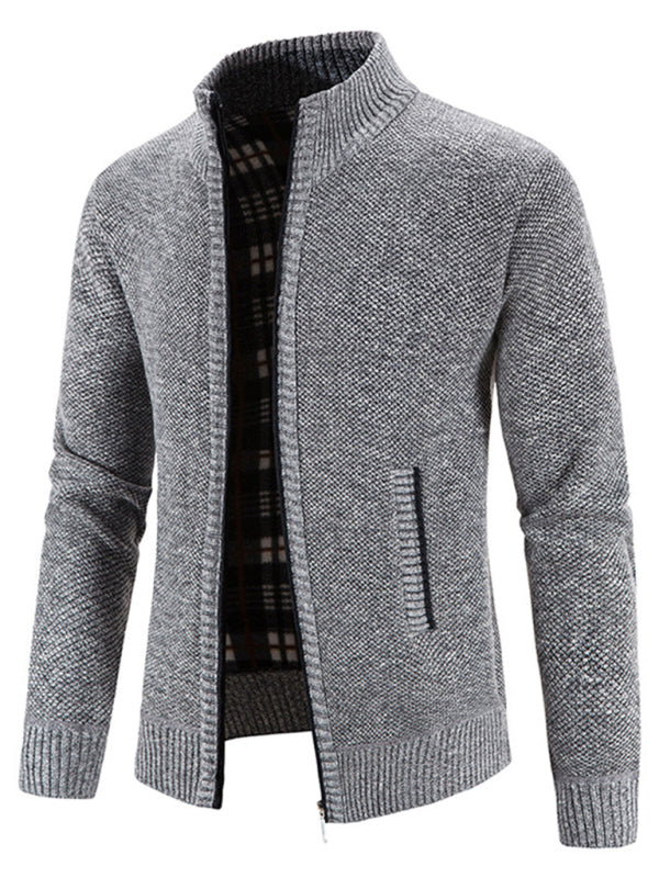 Pascal Laurent — Men's casual stand collar knitted jacket, alternate view 18