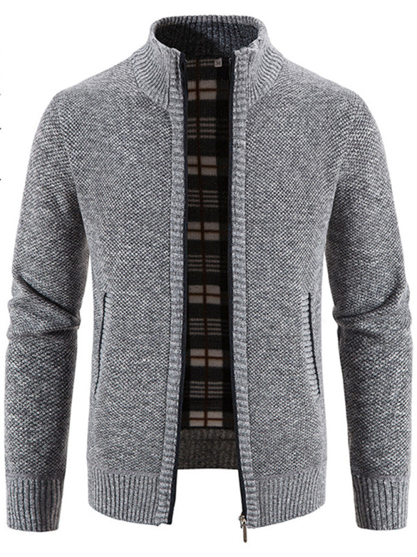 Pascal Laurent — Men's casual stand collar knitted jacket, alternate view 17
