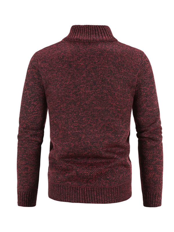 Pascal Laurent — Men's casual stand collar knitted jacket, alternate view 3