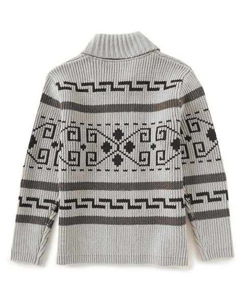 Men's casual lapel jacquard knitted jacket