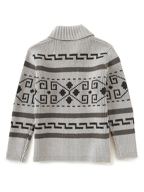 Zacharie Beaumont — Men's casual lapel jacquard knitted jacket, alternate view 2