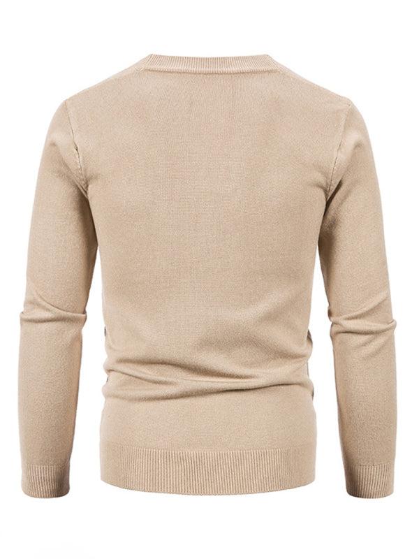 Alessandro Montclair — New men's casual solid color V-neck sweater cardigan sweater, alternate view 13