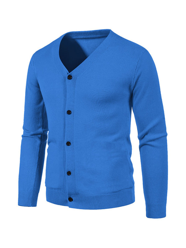 Alessandro Montclair — New men's casual solid color V-neck sweater cardigan sweater, alternate view 10